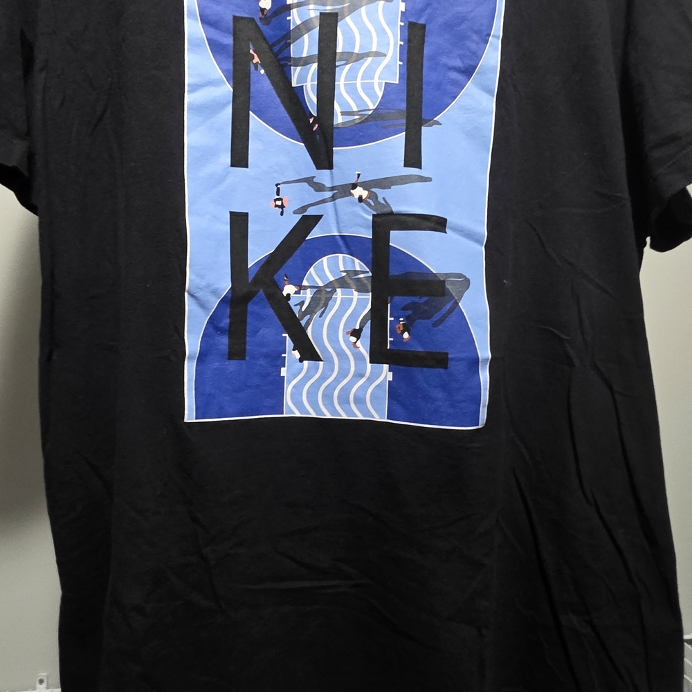 Nike Black Short Sleeve Tee with Blue Graphic Panel
